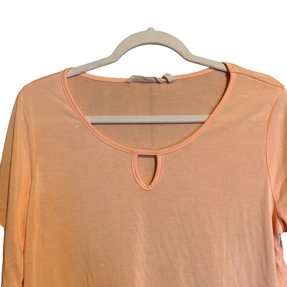 Soft Surroundings Womens Size Medium Pink Keyhole Front Sheer Tunic Top Blouse - Picture 2 of 5